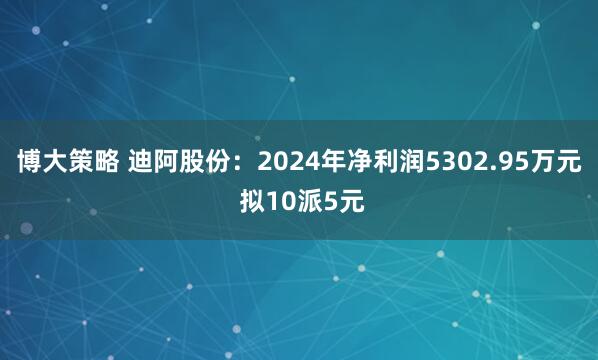 博大策略 迪阿股份:2024年净利润5302.95万元 拟10派5元