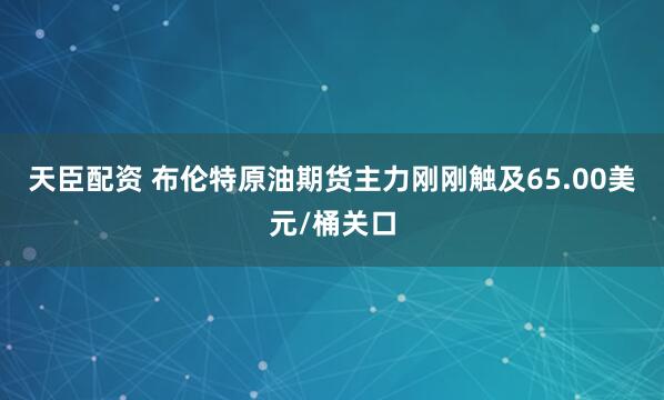 天臣配资 布伦特原油期货主力刚刚触及65.00美元/桶关口